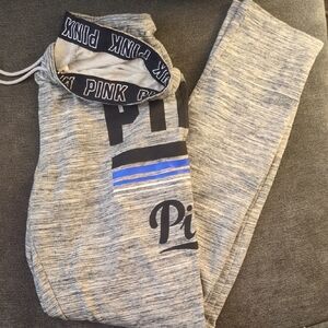 PINK Victoria's Secret Gray Joggers with Blue Accents